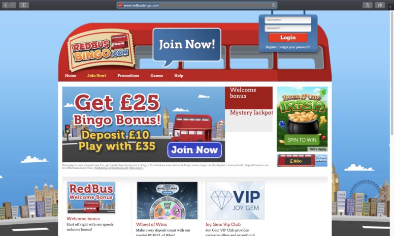 Redbus Bingo Homepage